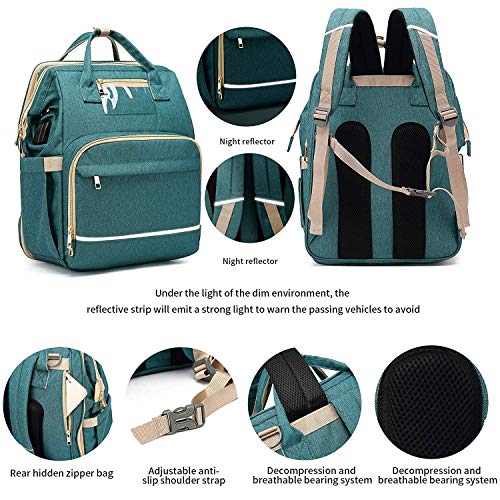 green diaper changing backpack features