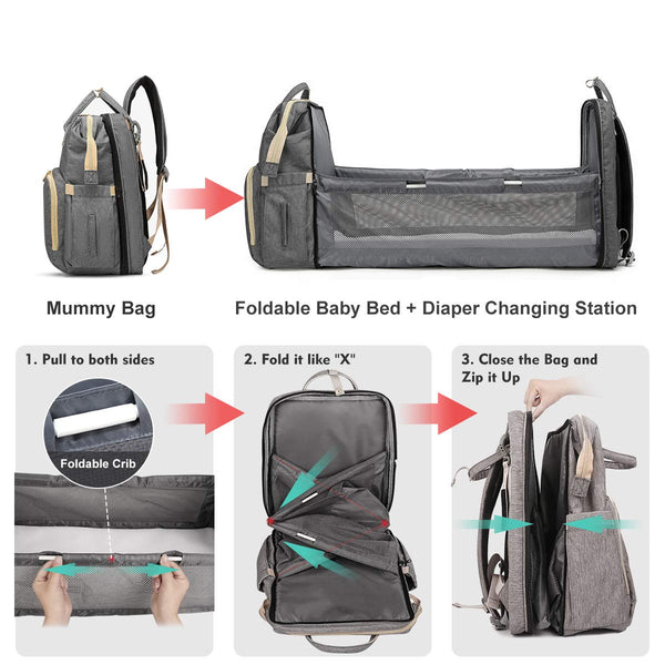 baby diaper backpack changing station demonstration